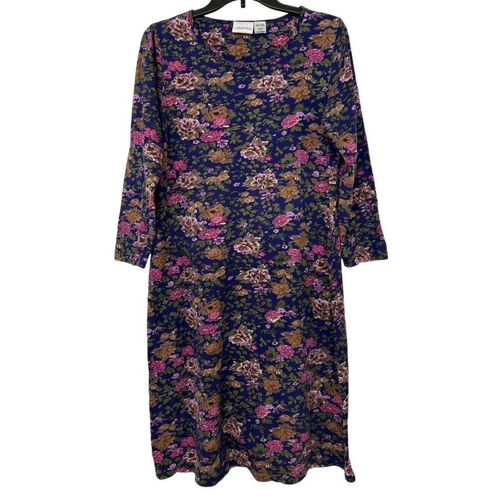 Vermont Country Store Cotton Floral Midi Dress Country Cottage M Fall Farmhouse - Picture 2 of 8